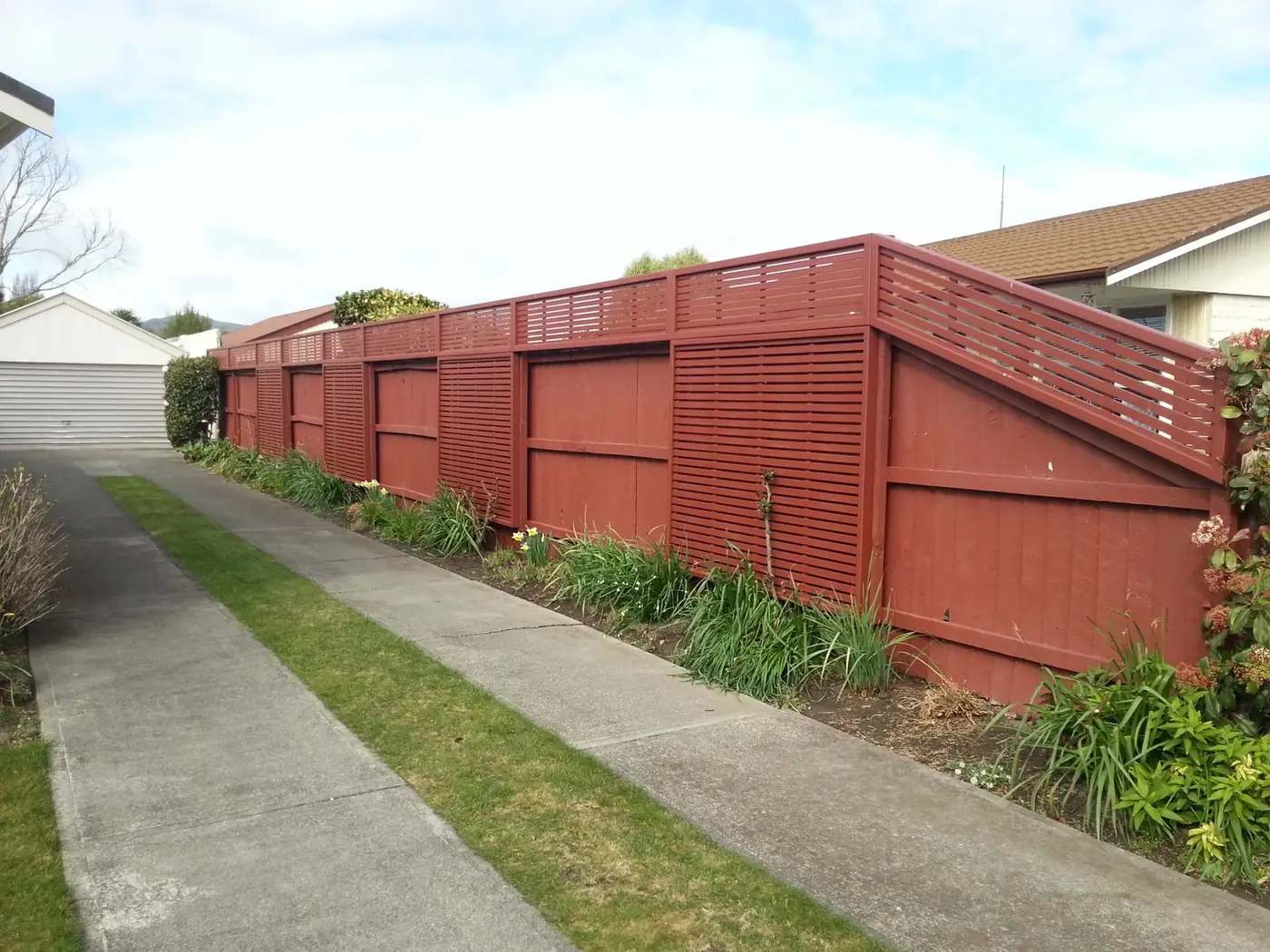 Decorative timber trellis topper on a fence in Christchurch