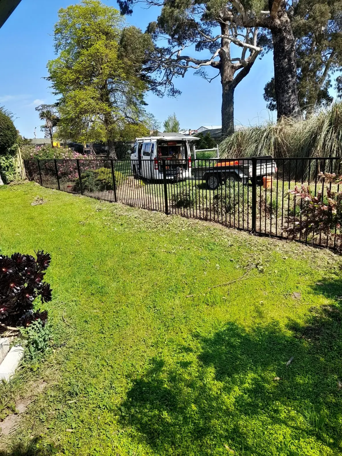 Flat top pool style fencing, black metal pickets, Kaiapoi, Christchurch